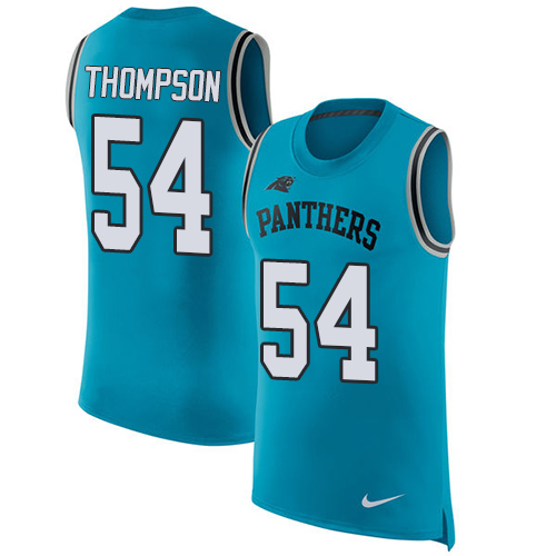 Nike Panthers #54 Shaq Thompson Blue Alternate Men's Stitched NFL Limited Rush Tank Top Jersey - Click Image to Close
